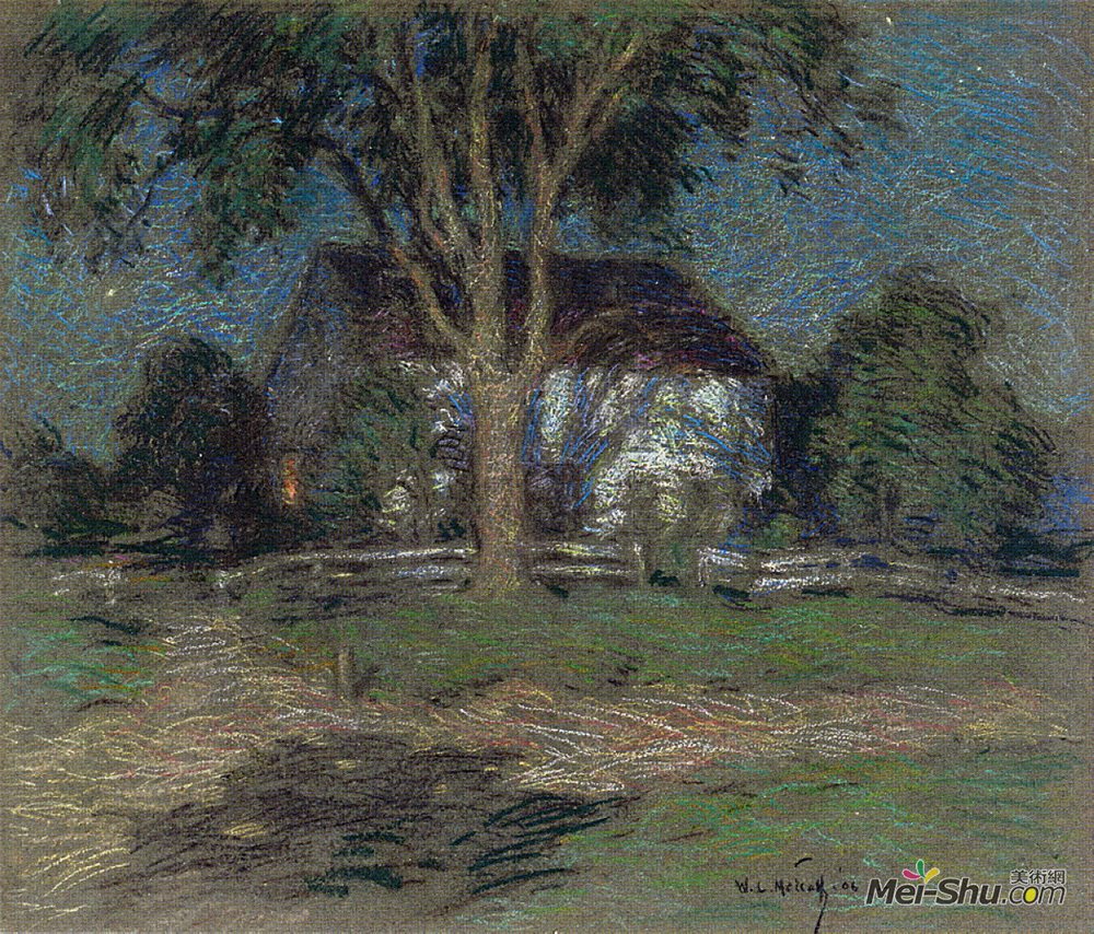 乌伊拉德·梅特卡夫(Willard Metcalf)高清作品《月光》
