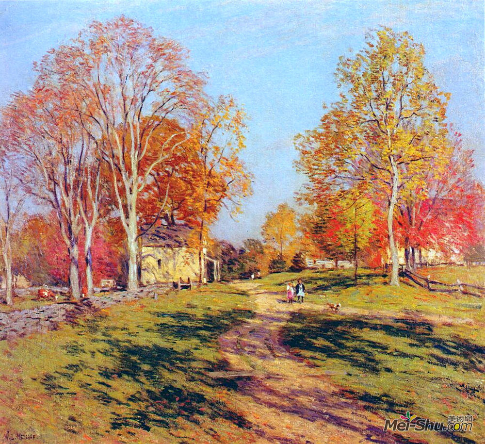 乌伊拉德·梅特卡夫(Willard Metcalf)高清作品《晨光》