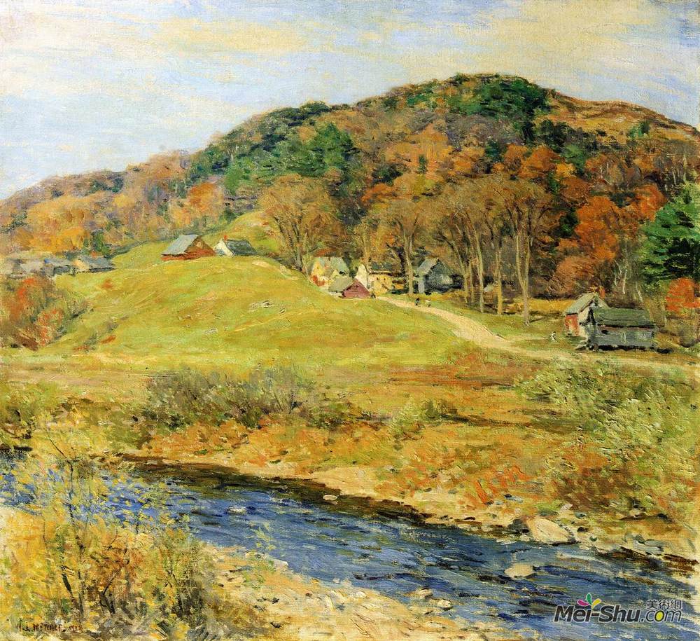 乌伊拉德·梅特卡夫(Willard Metcalf)高清作品《十一月雾》