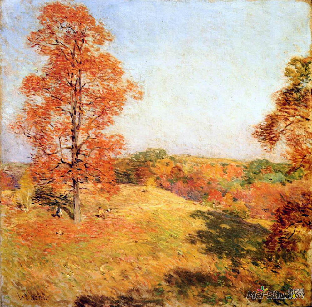 乌伊拉德·梅特卡夫(Willard Metcalf)高清作品《坚果采集》
