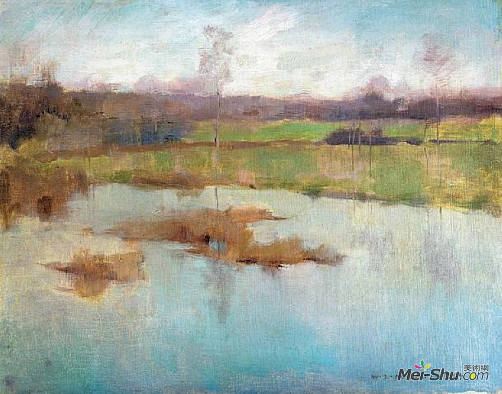 乌伊拉德·梅特卡夫(Willard Metcalf)高清作品《吉维尼池塘》
