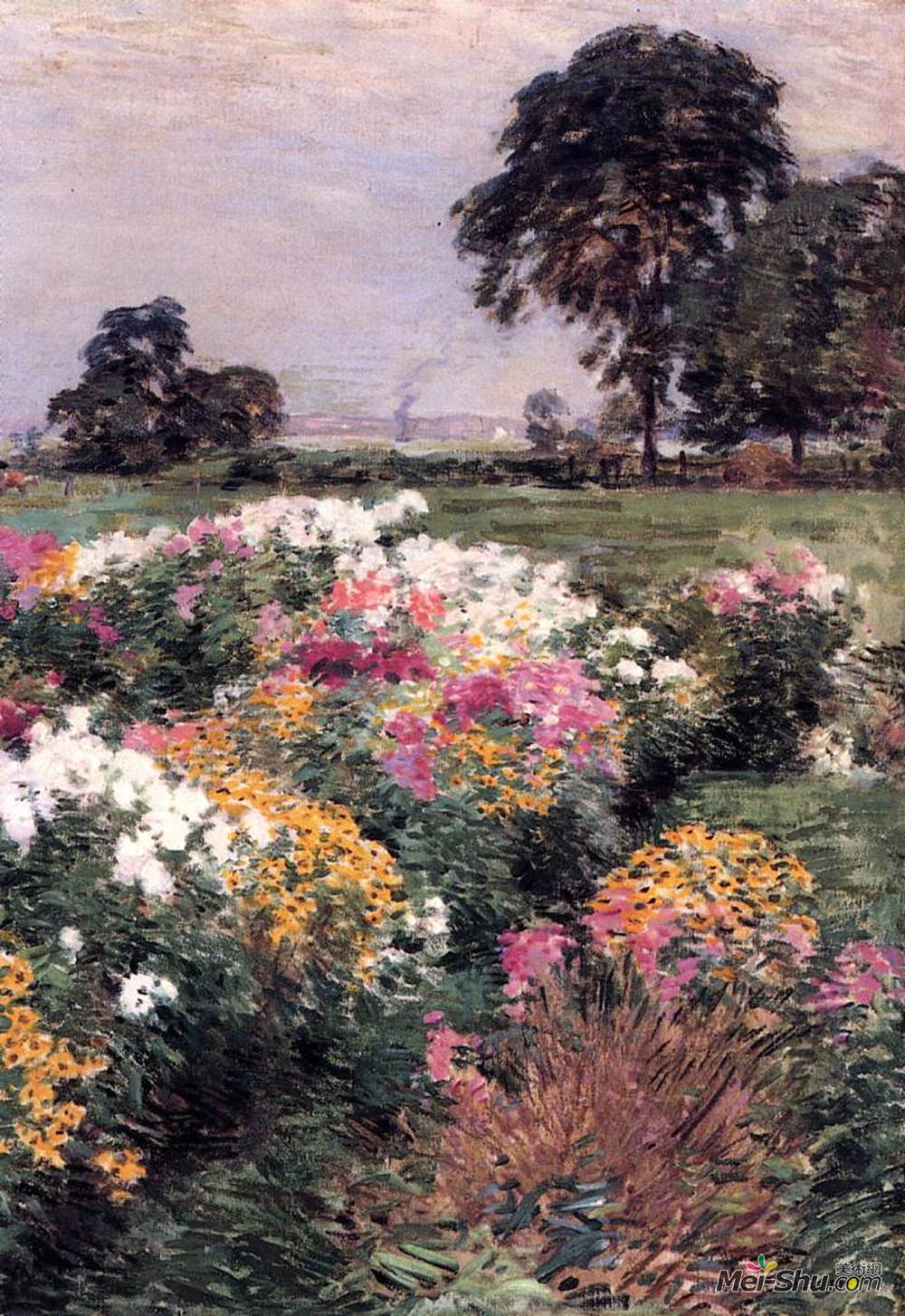 乌伊拉德·梅特卡夫(Willard Metcalf)高清作品《紫色、白色和金色》