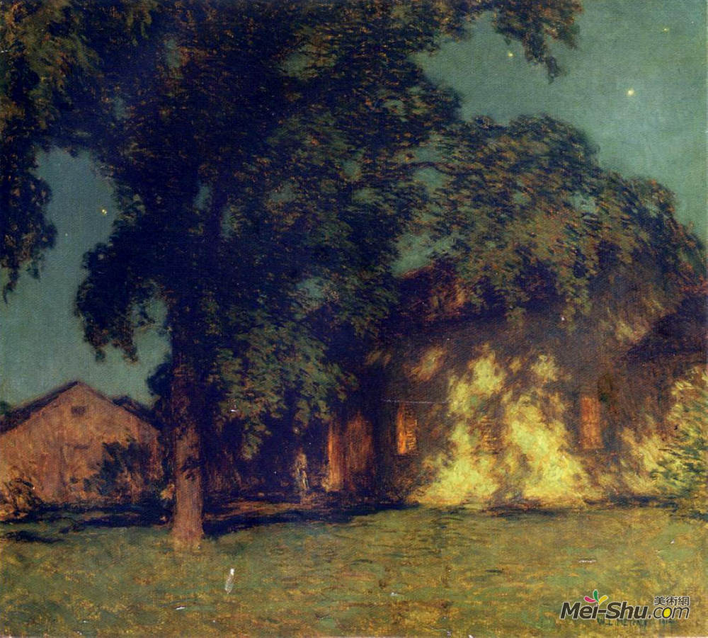乌伊拉德·梅特卡夫(Willard Metcalf)高清作品《夏夜（第2号）》