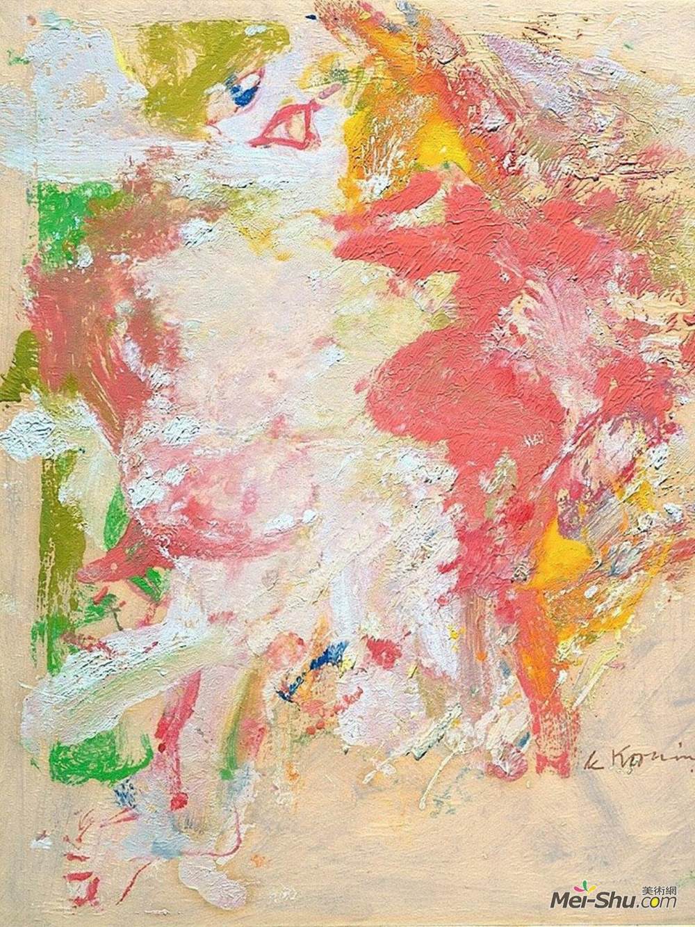威廉·德·库宁(Willem de Kooning)高清作品《女人——红头发，大嘴巴，大脚丫》