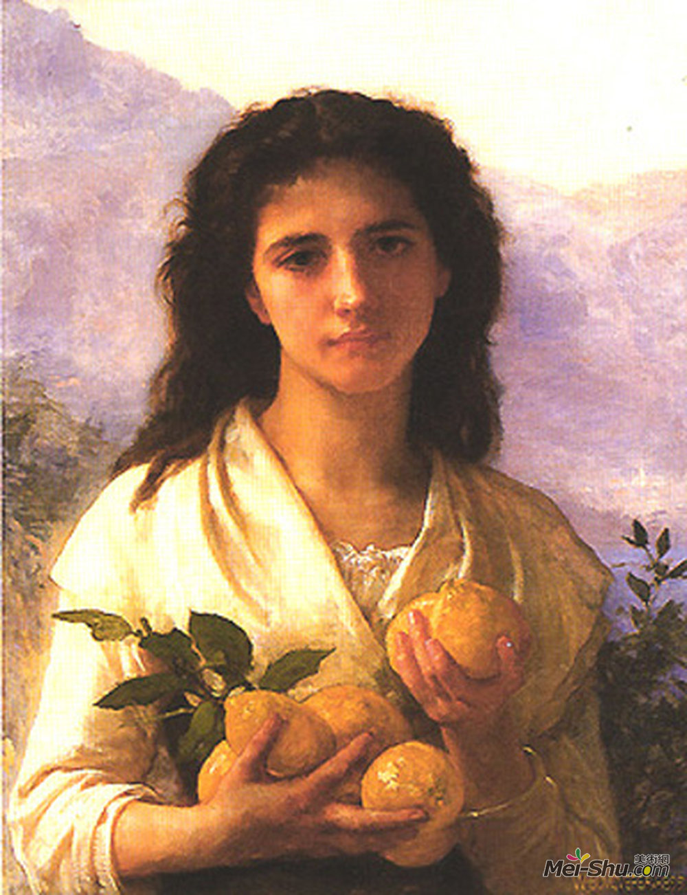 威廉·阿道夫·布格罗(William-Adolphe Bouguereau)高清作品《抱柠檬的女孩》