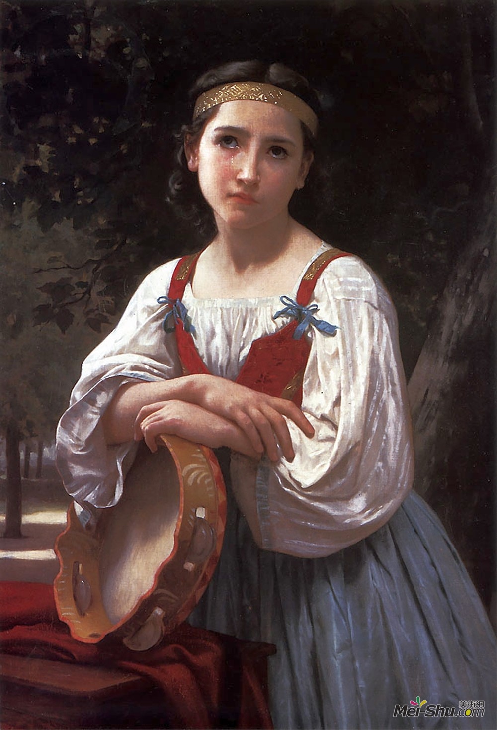 威廉·阿道夫·布格罗(William-Adolphe Bouguereau)高清作品《有巴斯克鼓的吉普赛女孩》