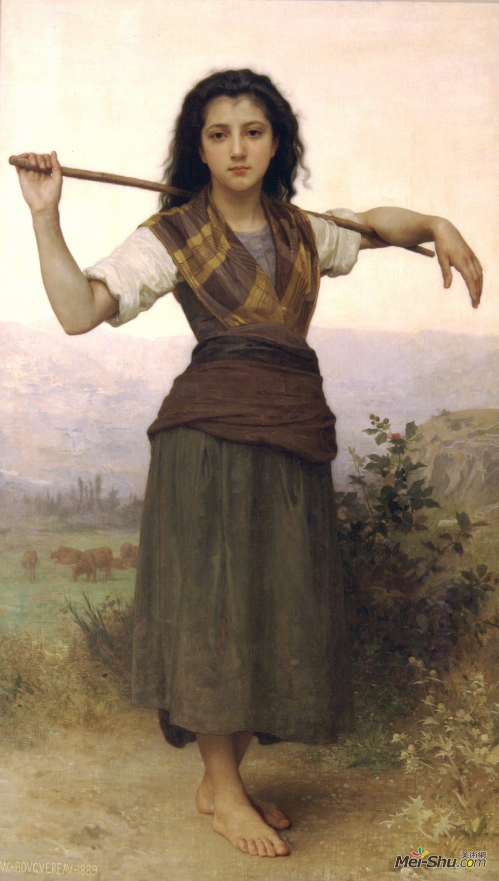 威廉·阿道夫·布格罗(William-Adolphe Bouguereau)高清作品《牧羊人》