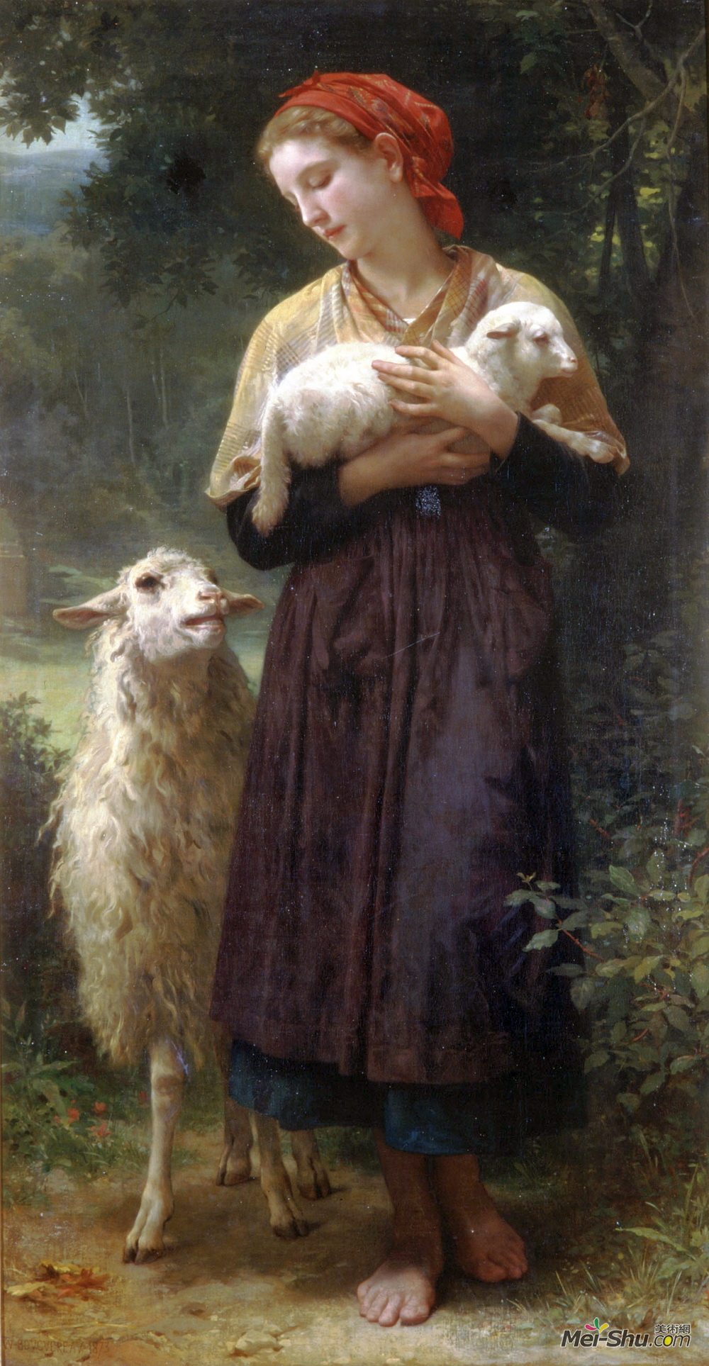威廉·阿道夫·布格罗(William-Adolphe Bouguereau)高清作品《牧羊女》