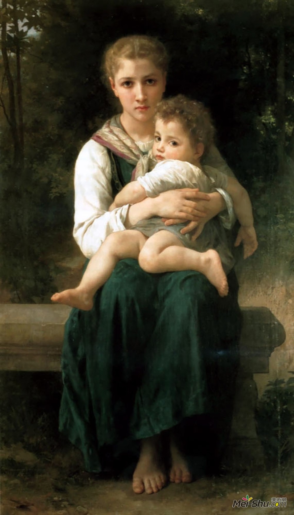 威廉·阿道夫·布格罗(William-Adolphe Bouguereau)高清作品《姐妹俩》