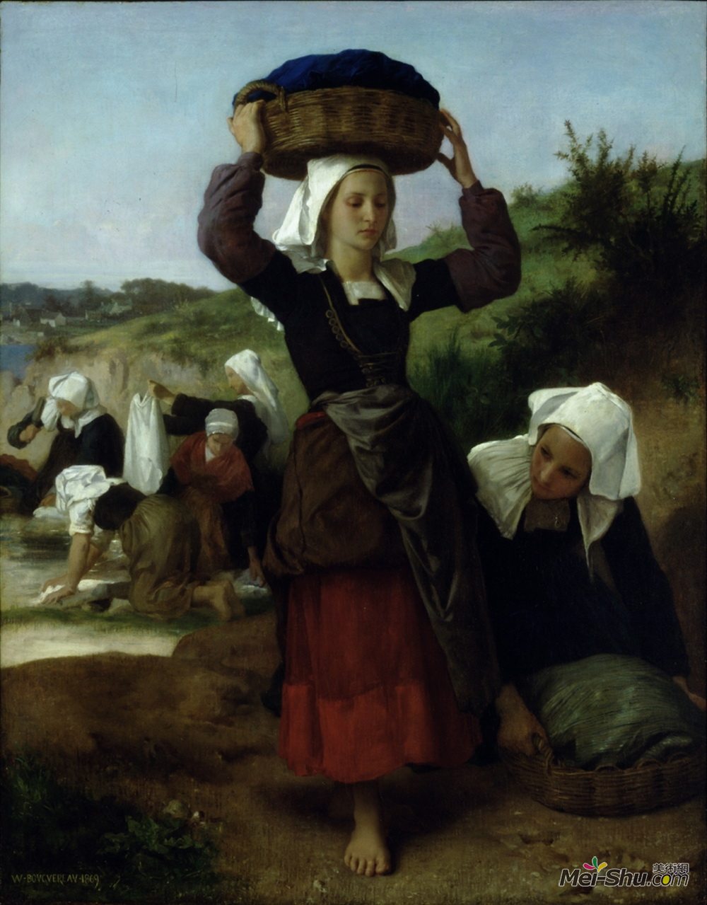 威廉·阿道夫·布格罗(William-Adolphe Bouguereau)高清作品《Washerwomen of Fouesnant》