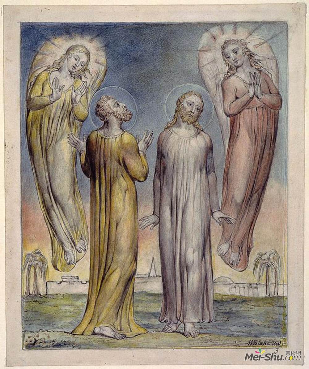 威廉·布莱克(William Blake)高清作品《安德鲁，西门彼得寻找基督》