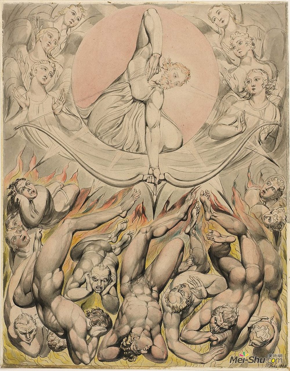 威廉·布莱克(William Blake)高清作品《叛逆天使铸造地狱》