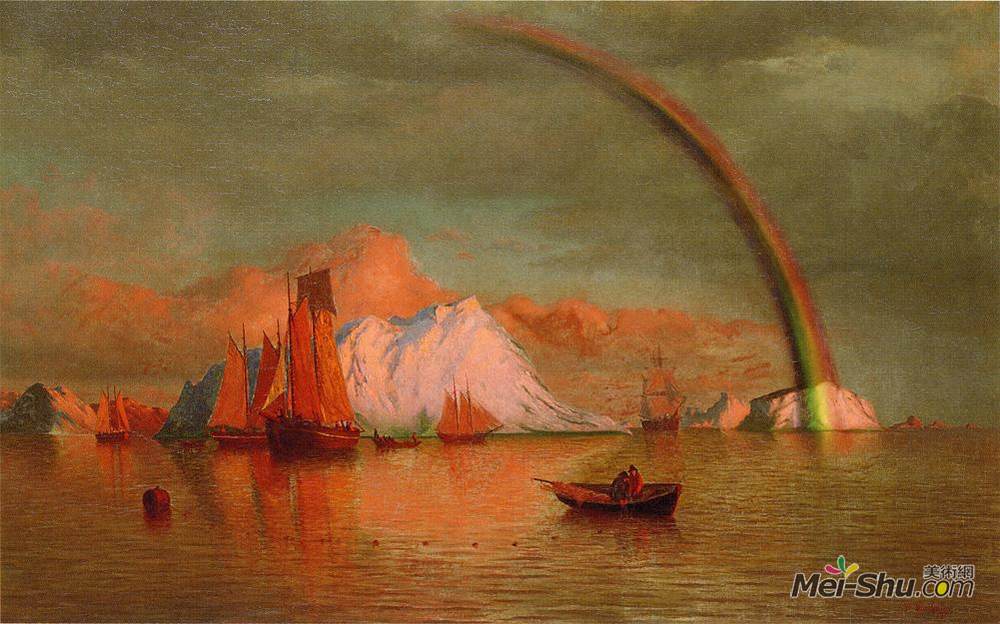 列夫拉格里奥(William Bradford)高清作品《彩虹的北极落日》