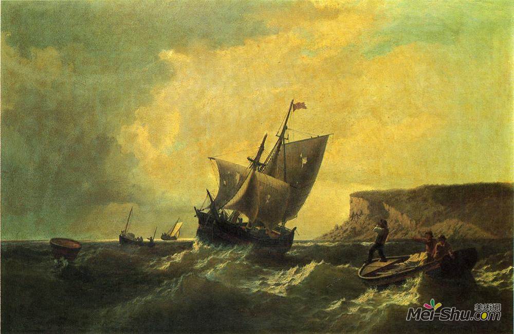 列夫拉格里奥(William Bradford)高清作品《即将来临的风暴中的渔民》