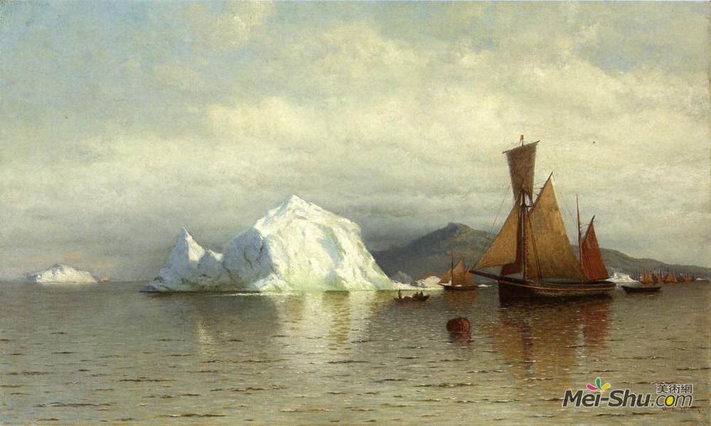 列夫拉格里奥(William Bradford)高清作品《开普查尔斯附近的拉布拉多渔船》