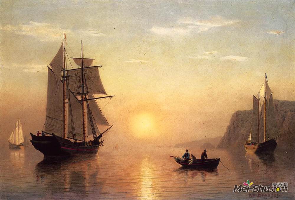 列夫拉格里奥(William Bradford)高清作品《芬迪湾的日落宁静》