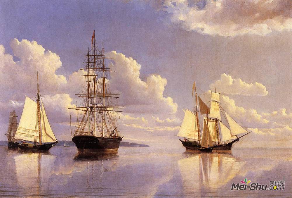 列夫拉格里奥(William Bradford)高清作品《肯尼贝克河等待风潮》