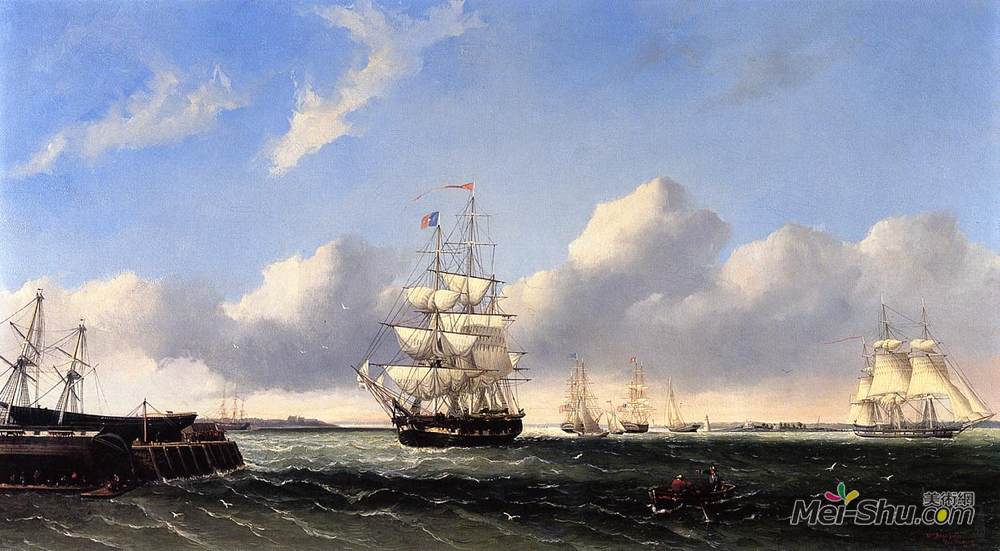 列夫拉格里奥(William Bradford)高清作品《克罗岛新贝德福德港》