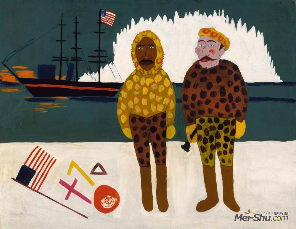 威廉·H·约翰逊(William H. Johnson)高清作品《Commodore Peary and Henson at the North Pole》