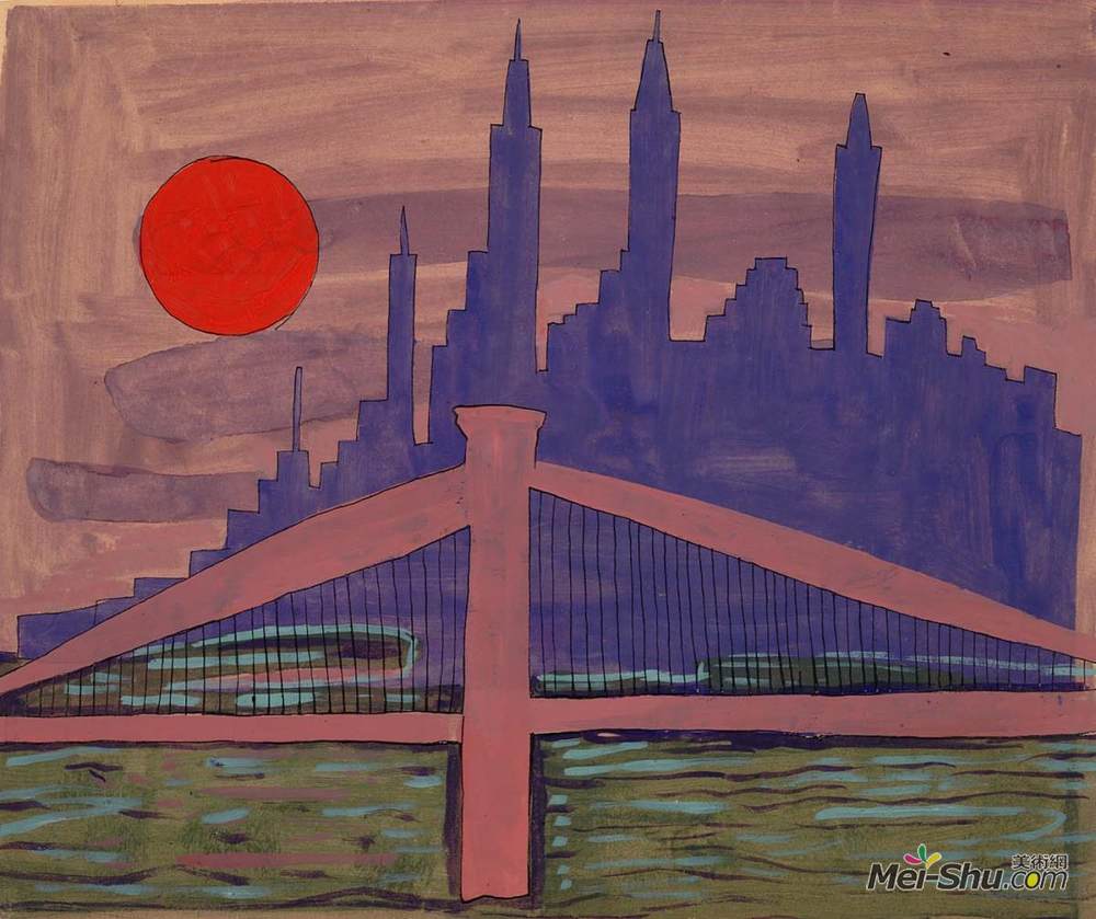 威廉·H·约翰逊(William H. Johnson)高清作品《纽约夜景》