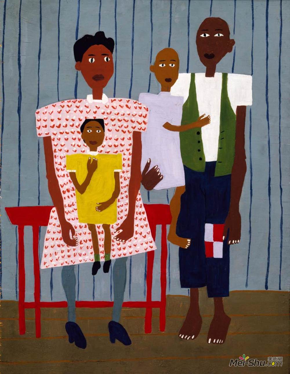 威廉·H·约翰逊(William H. Johnson)高清作品《民间家庭》