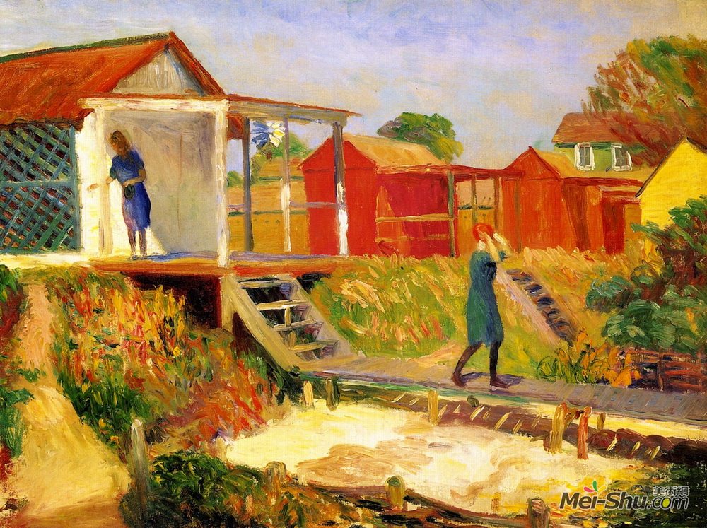 威廉·詹姆斯·格莱肯斯(william james glackens)高清作品《在海滩上