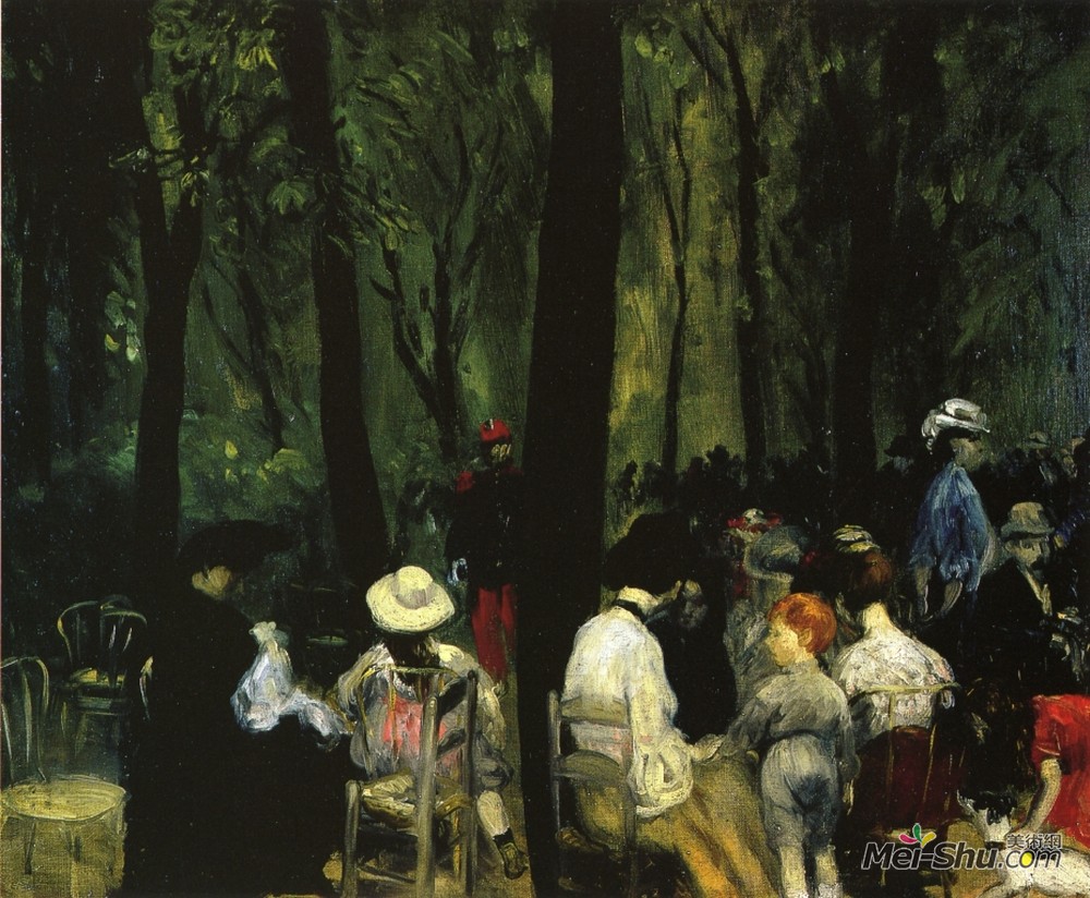 威廉·詹姆斯·格莱肯斯(William James Glackens)高清作品《在树下，卢森堡公园》