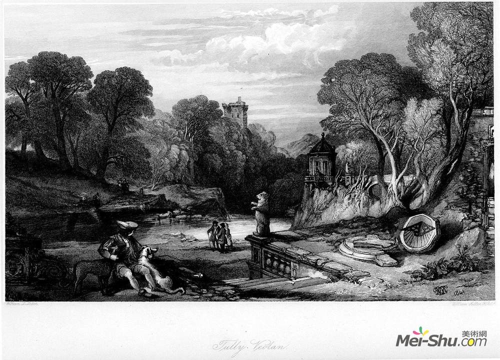 威廉·莱顿·里奇(William Leighton Leitch)高清作品《Tulleveolan, engraving by William Miller after Leitch, from》