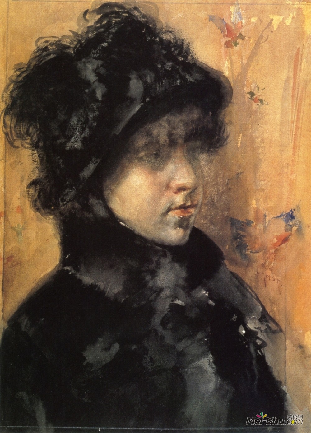 威廉·梅里特·切斯(William Merritt Chase)高清作品《肖像研究》