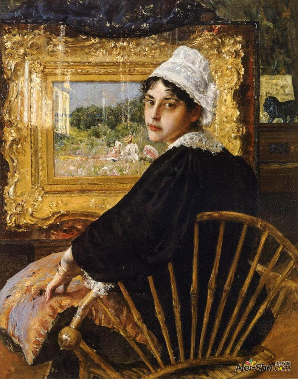 威廉·梅里特·切斯(William Merritt Chase)高清作品《一个研究（艺术家的妻子）》