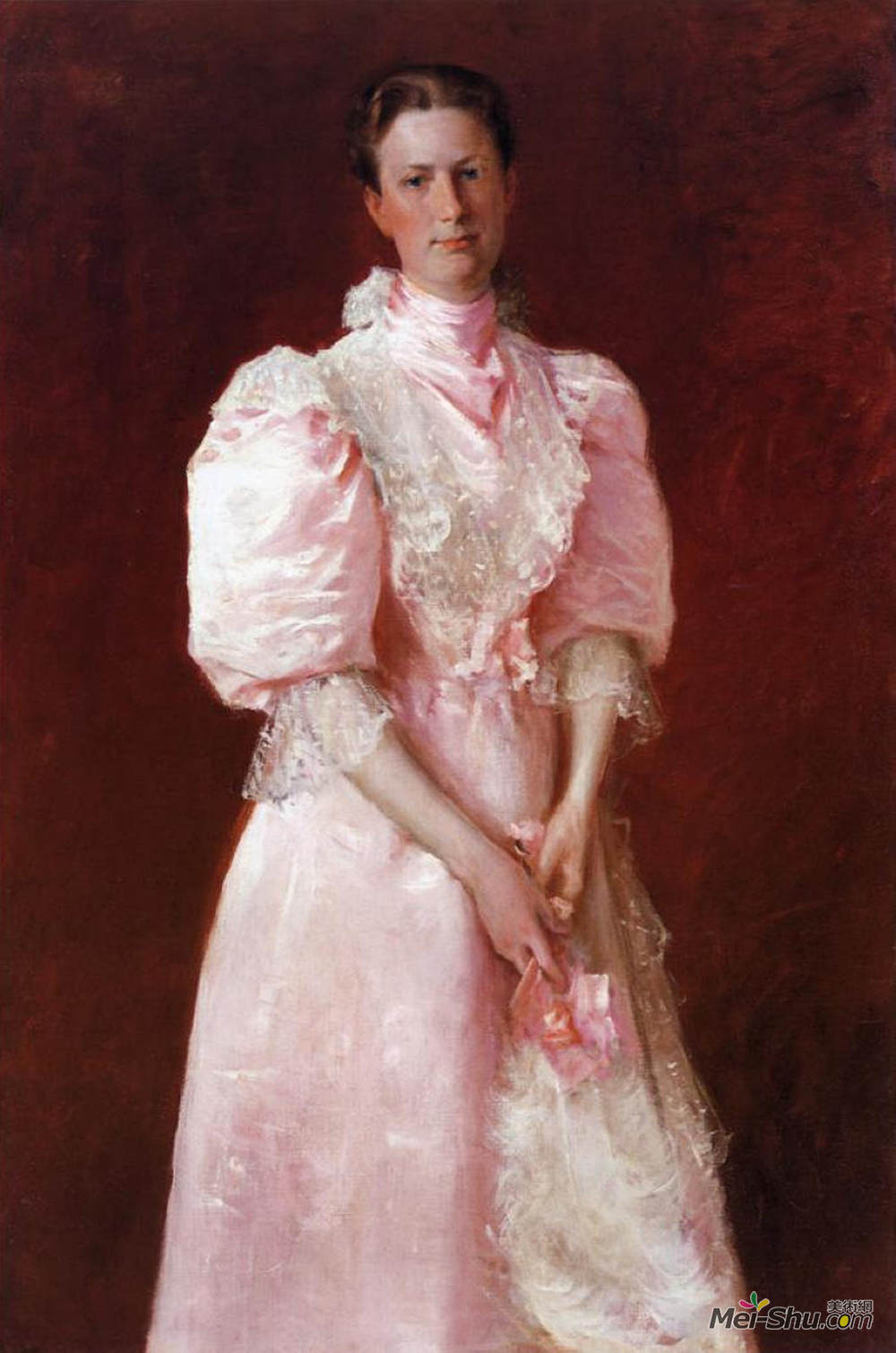 威廉·梅里特·切斯(William Merritt Chase)高清作品《A Study in Pink (Portrait of Mrs. Robert P. McDougal)》