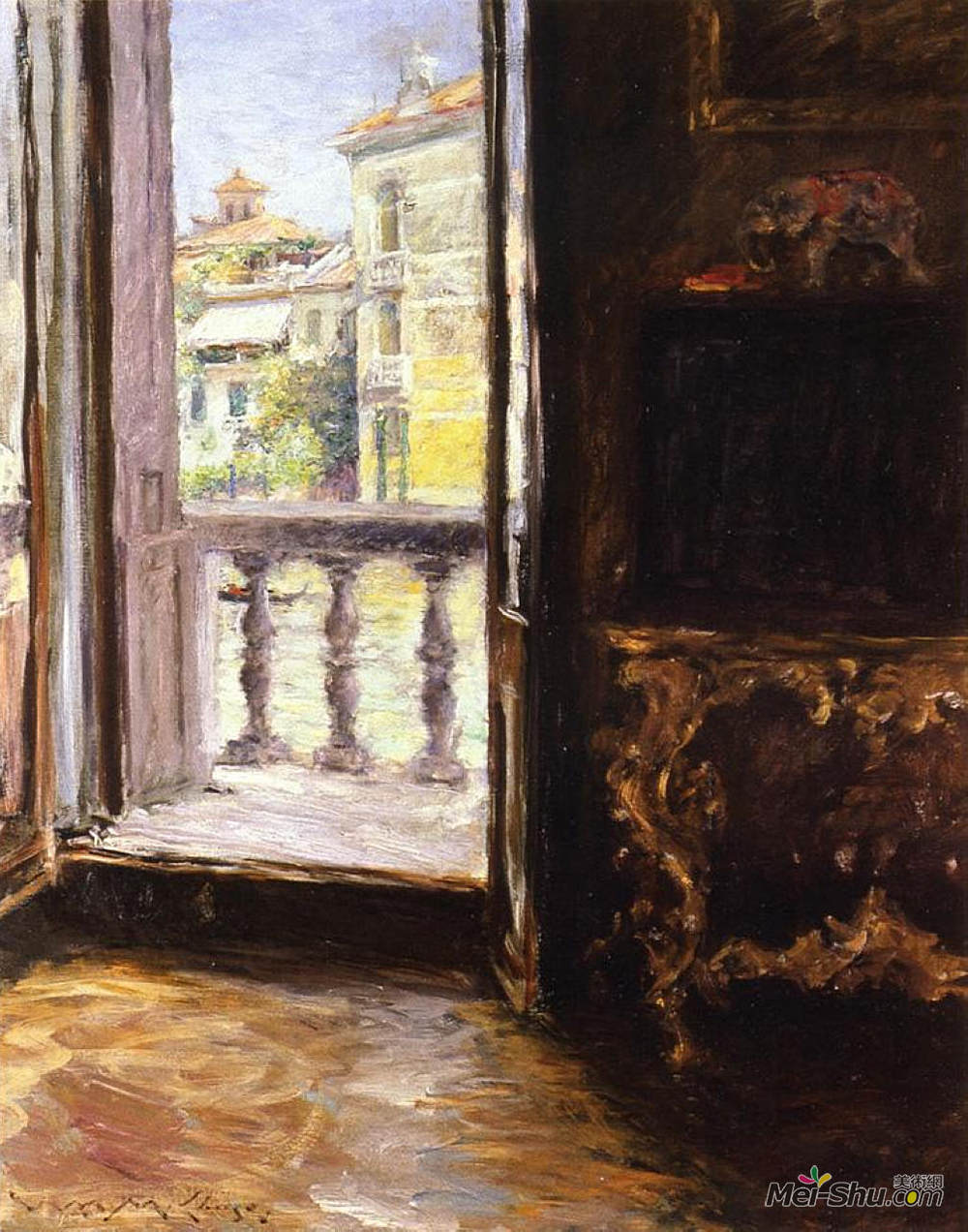 威廉·梅里特·切斯(William Merritt Chase)高清作品《威尼斯阳台》