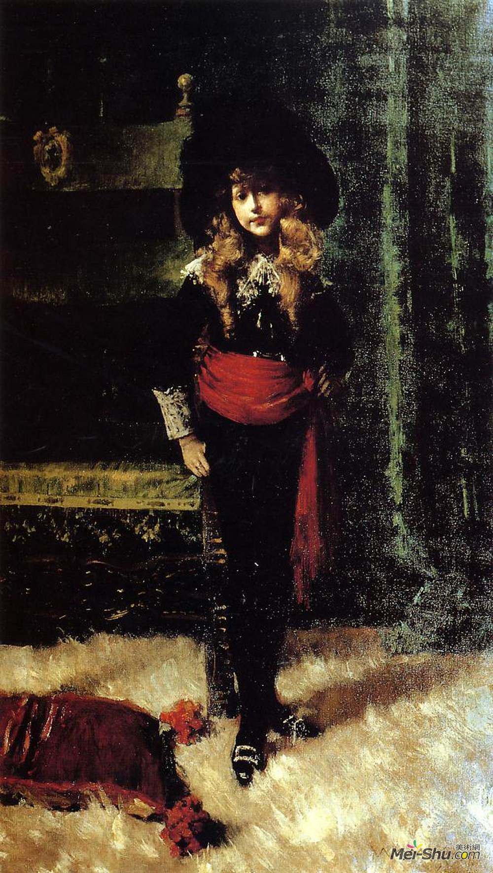 威廉·梅里特·切斯(William Merritt Chase)高清作品《Elsie Leslie Lyde as Little Lord Fauntleroy》