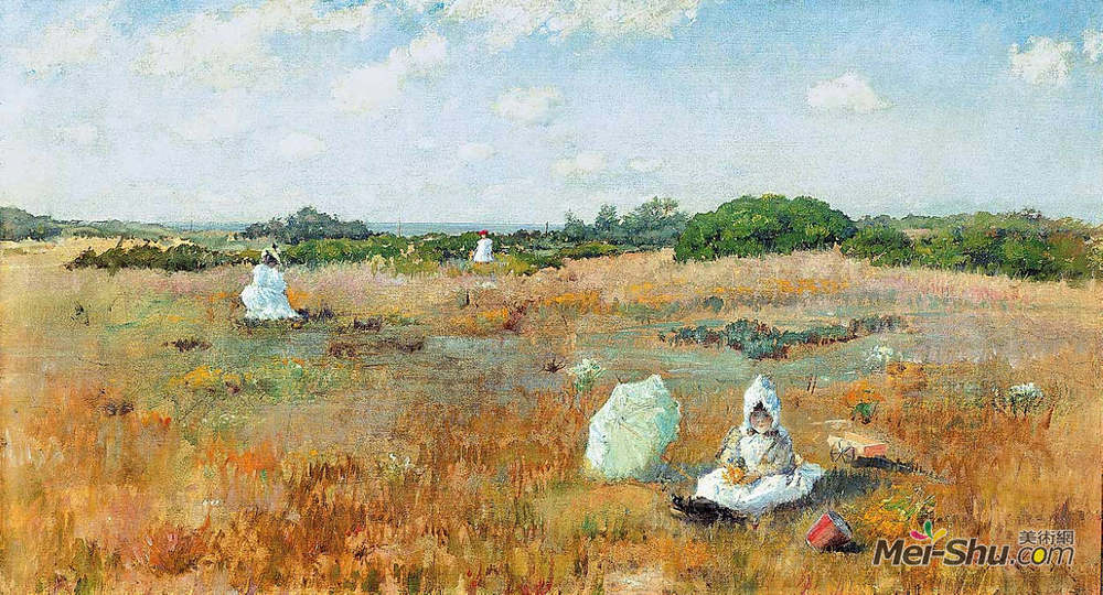 威廉·梅里特·切斯(William Merritt Chase)高清作品《采花秋花》