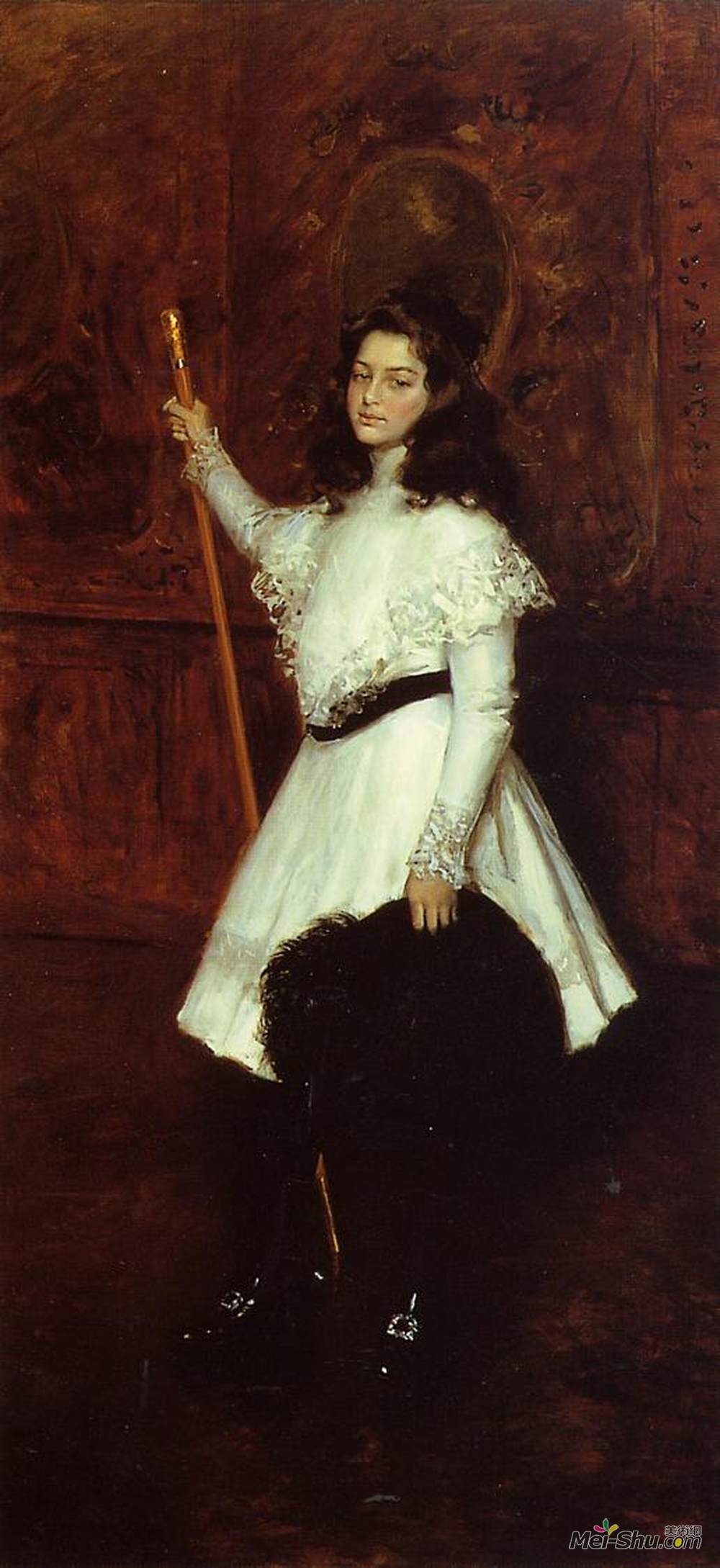 威廉·梅里特·切斯(William Merritt Chase)高清作品《Girl in White, aka Portrait of Irene Dimock》