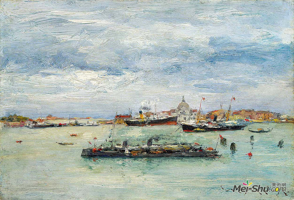 威廉·梅里特·切斯(William Merritt Chase)高清作品《礁湖上的灰色日子（客船-威尼斯）》