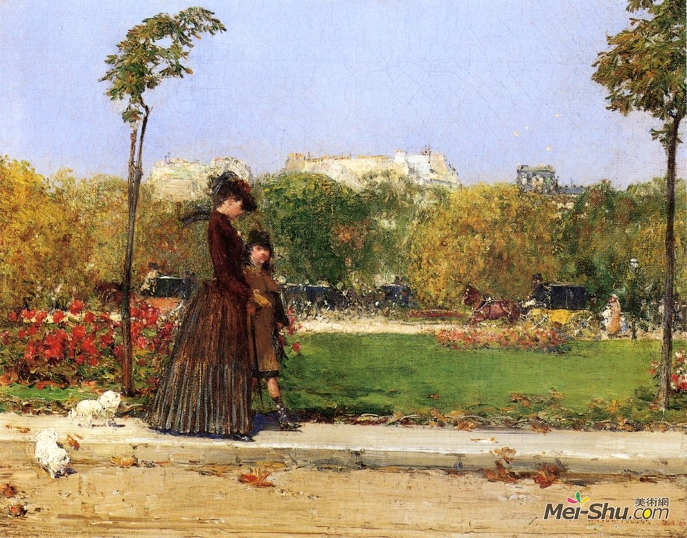 威廉·梅里特·切斯(William Merritt Chase)高清作品《在公园里，巴黎》