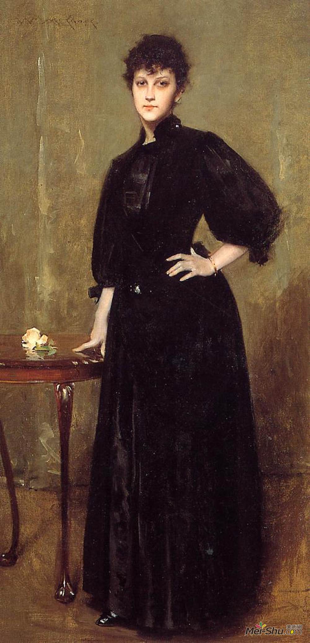 威廉·梅里特·切斯(William Merritt Chase)高清作品《黑衣女郎》