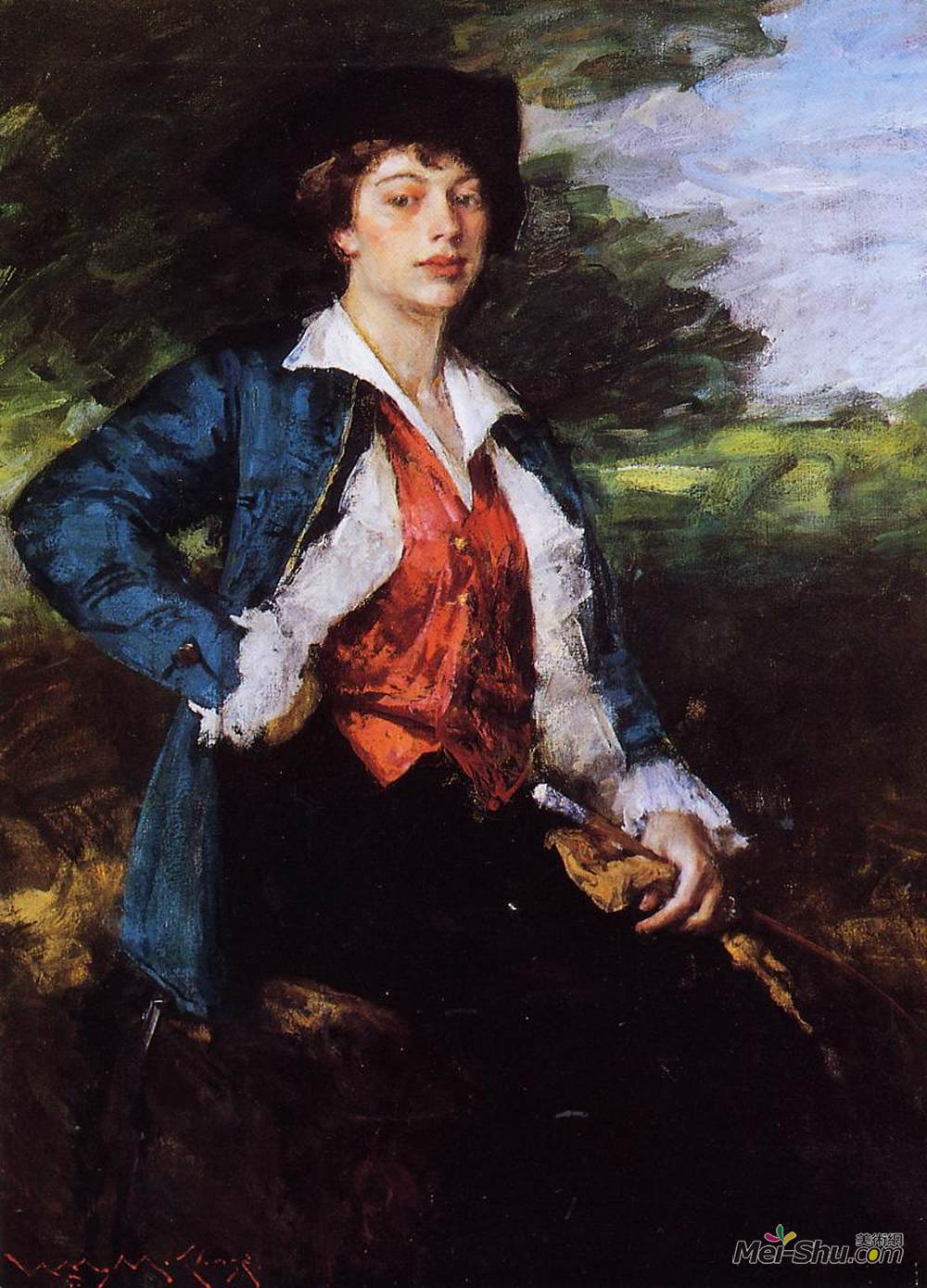 威廉·梅里特·切斯(William Merritt Chase)高清作品《小姐属，又名伊莎贝拉索普》