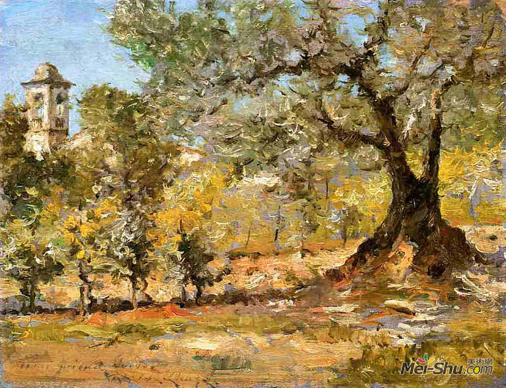 威廉·梅里特·切斯(William Merritt Chase)高清作品《橄榄树，佛罗伦萨》