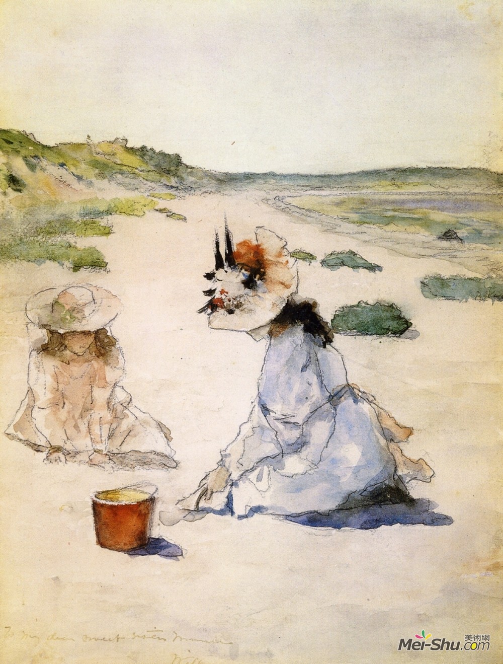 威廉·梅里特·切斯(William Merritt Chase)高清作品《On the Beach, Shinnecock》