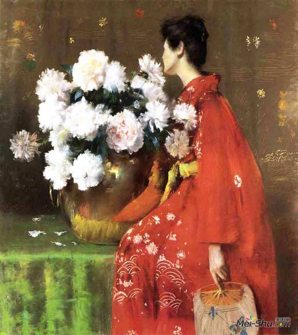 威廉·梅里特·切斯(William Merritt Chase)高清作品《牡丹》