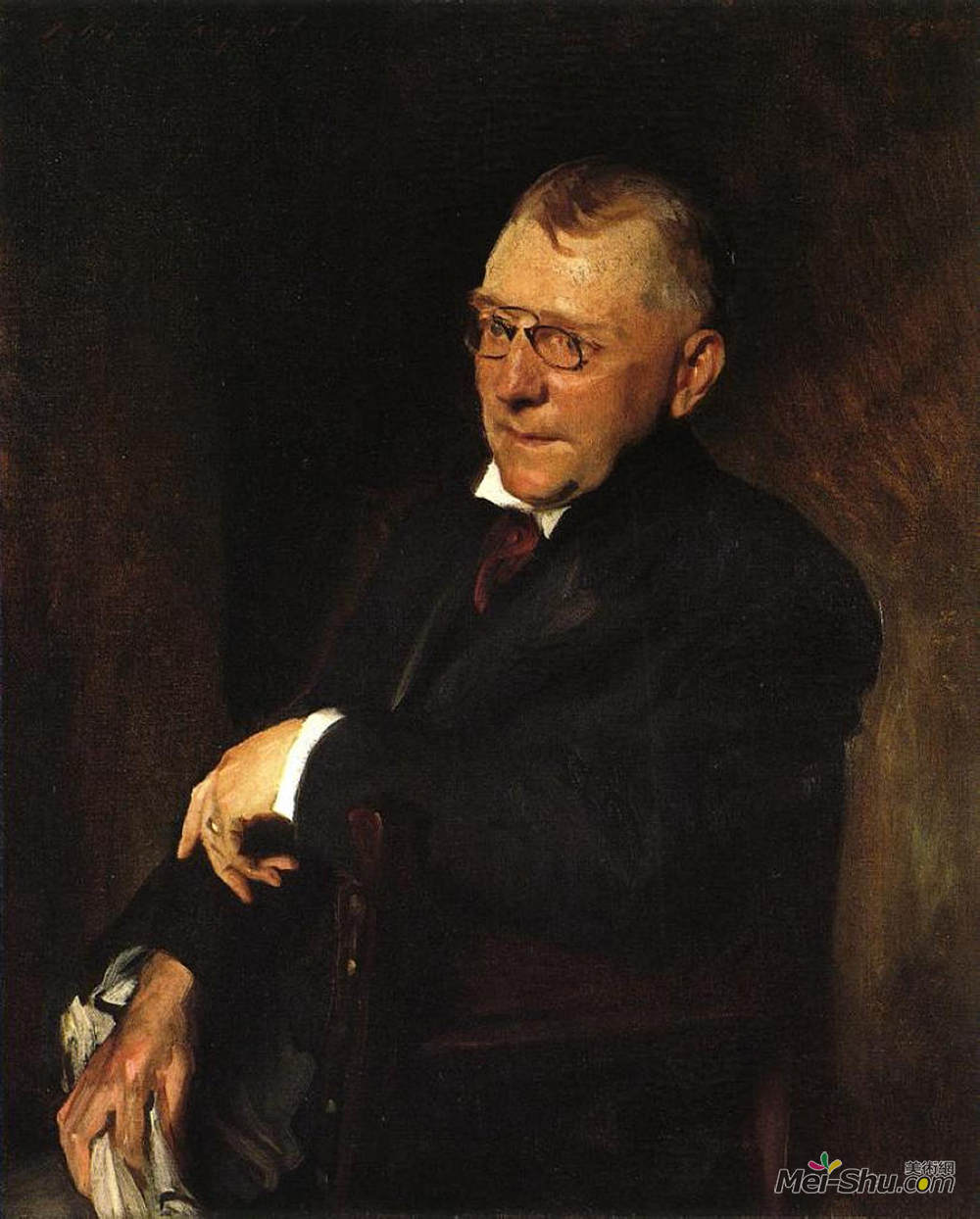 威廉·梅里特·切斯(William Merritt Chase)高清作品《Portrait of James Whitcomb Riley》