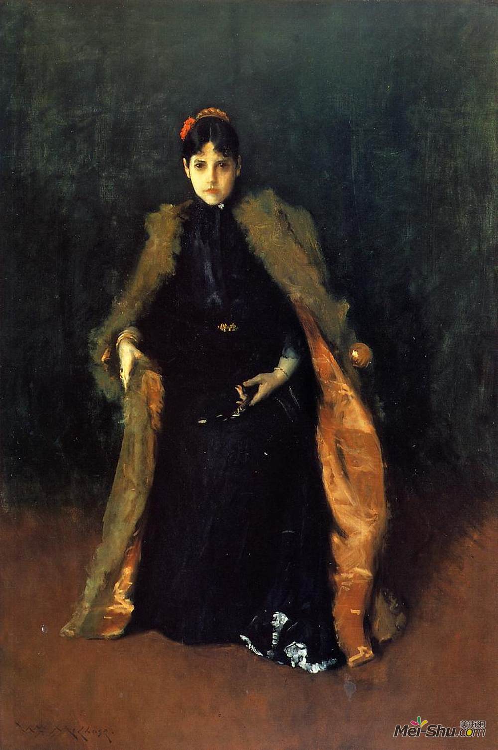 威廉·梅里特·切斯(William Merritt Chase)高清作品《Portrait of Mrs.C. (Alice Gerson Chase)》