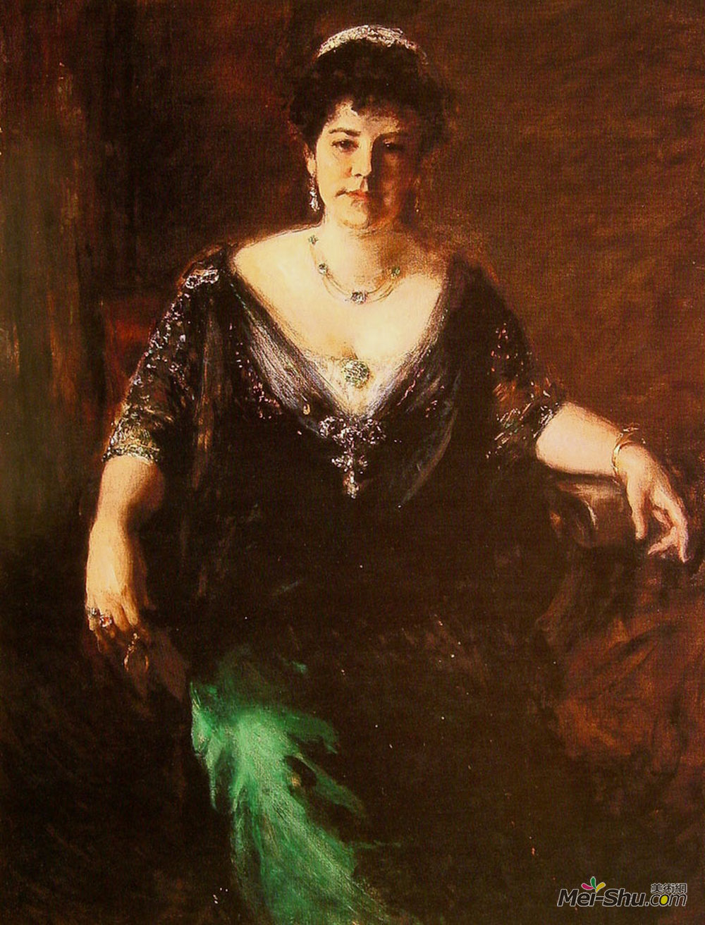 威廉·梅里特·切斯(William Merritt Chase)高清作品《威廉·梅里特·切斯夫人画像》