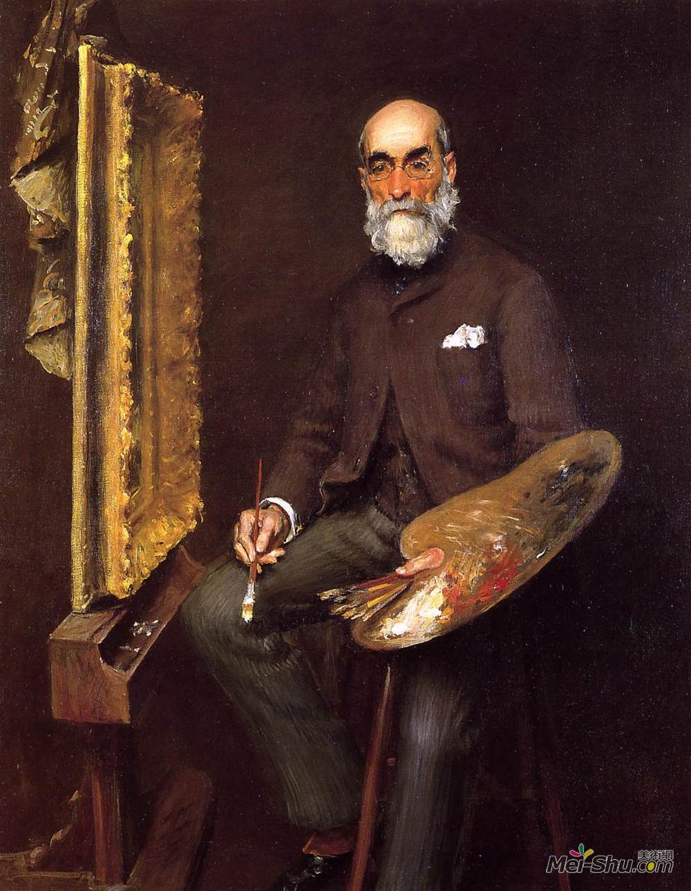 威廉·梅里特·切斯(William Merritt Chase)高清作品《Portrait of Worthington Whittredge》