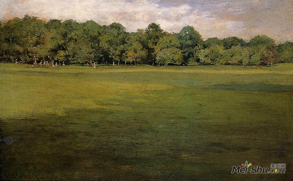 威廉·梅里特·切斯(William Merritt Chase)高清作品《希望公园，又名槌球草坪希望公园》