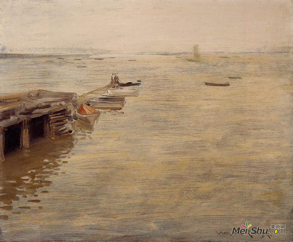 威廉·梅里特·切斯(William Merritt Chase)高清作品《海滨（又名灰色的一天）》