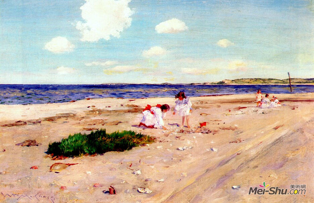 威廉·梅里特·切斯(William Merritt Chase)高清作品《Shell Beach at Shinnecock》