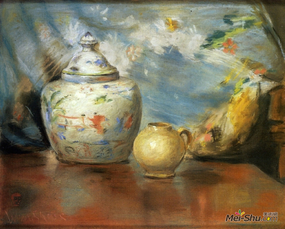 威廉·梅里特·切斯(William Merritt Chase)高清作品《仍然与花相关》
